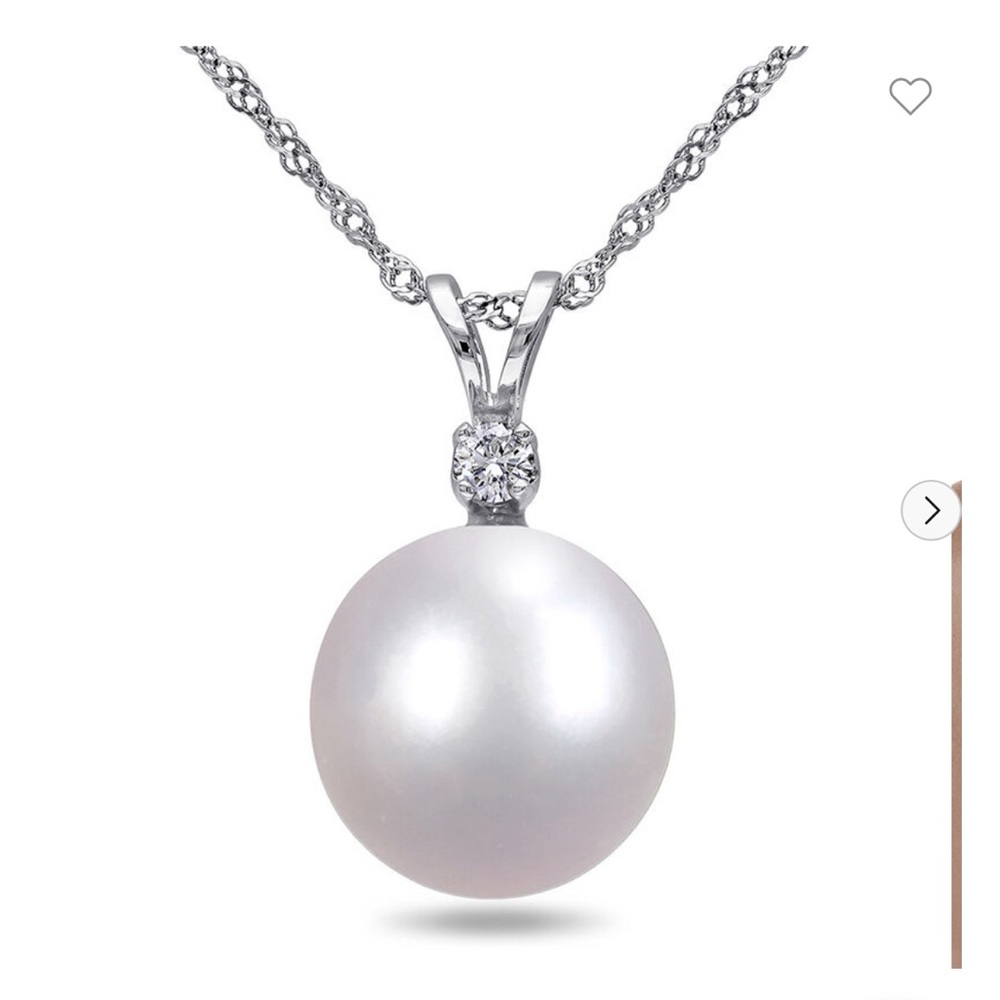 Helzberg Pearl and Diamond necklace - 14K White Gold